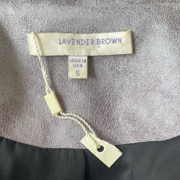 LAVANDER BROWN - NWOT faux leather moto biker jacket crackled gray size SMALL - Picture 8 of 15